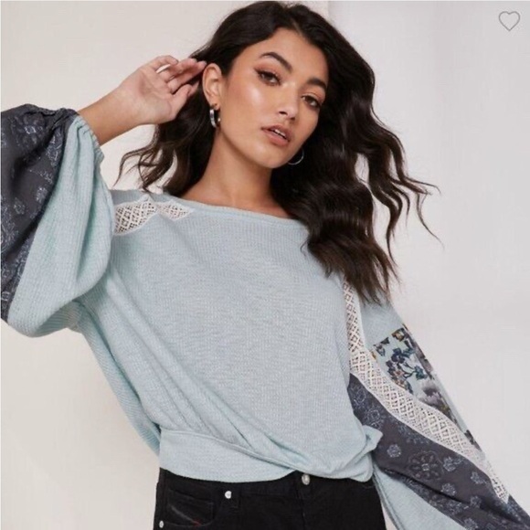 NWOT Free People color splash top in mint - Picture 2 of 11